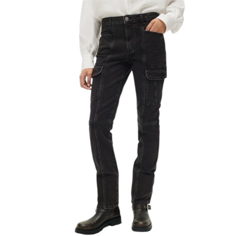 Zara ZW Mid Rise Slim Cargo Women's Black Jeans